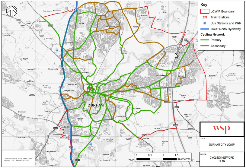 Proposed Durham City cycle network map