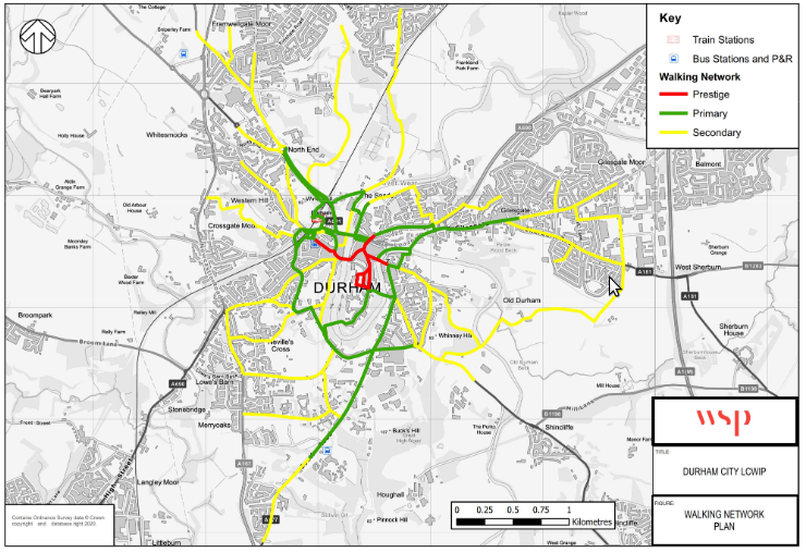 Proposed Durham City walking network map