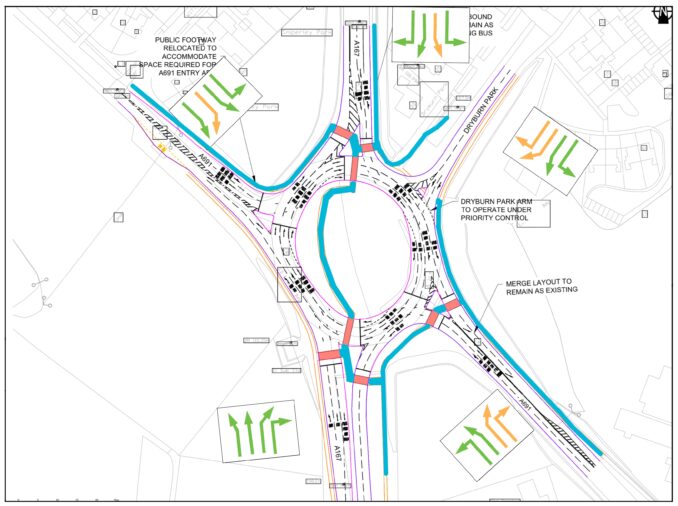 Diagram of proposals for Sniperley roundabout
