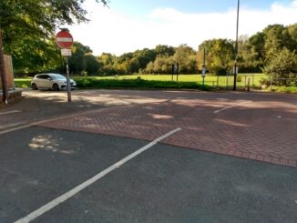 Block paving across a side road junction near the University of Southampton